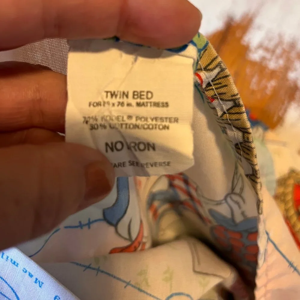 Vintage Raggedy Ann and Andy Twin Flat‎ and Fitted Sheet Set, 1989, springs